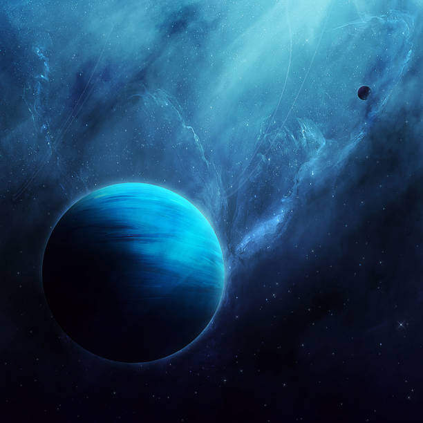 istock abstract space illustration, 3d image, planet in space in the blue stars, eclipse 1249772920