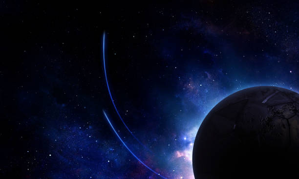 istock abstract space illustration, 3d image, planet in space in the blue stars, eclipse 1249772930