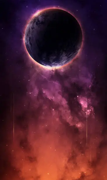abstract space 3D illustration, planet Earth in space in the bright shining of stars, background