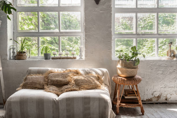 istock Comfortable lounge room interior in bohemian style 1249773920