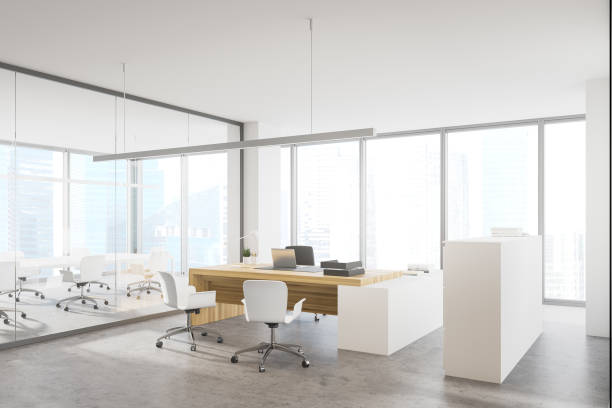 istock White and glass CEO office and meeting room 1249774327