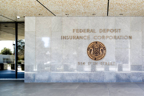 Entrance to The Federal Deposit Insurance Corporation (FDIC) in Washington DC. stock photo