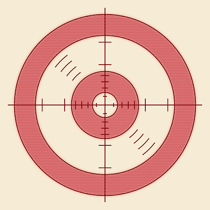 Sniper shooting target aiming sniper rifle sight reticle design element.
