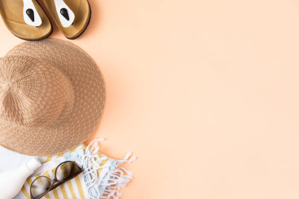 istock Female Outfit for Beach with Straw Sunhat and Beach Sandals 1249776732