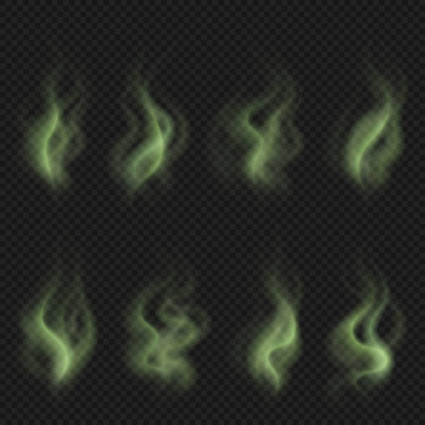 ilustraciones, imágenes clip art, dibujos animados e iconos de stock de vapor de mal olor, humo de olor tóxico verde, hombre sucio nubes de olor conjunto vectorial - olor desagradable