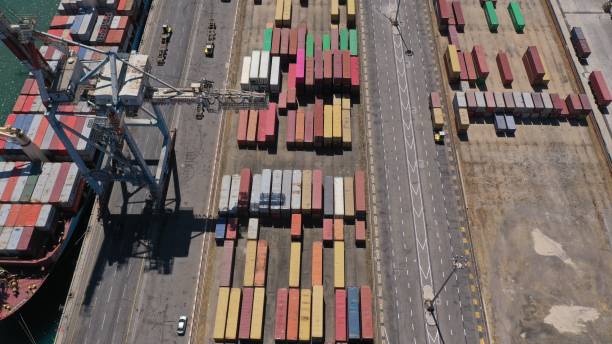 istock Ashdod Port, Rows of Shipping Containers, Aerial view 1249778334