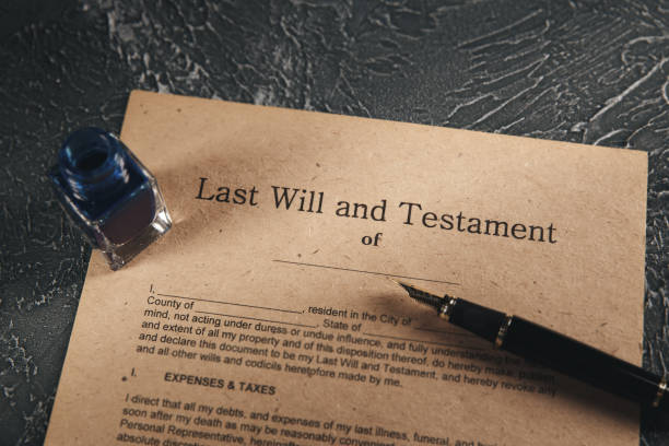 istock Old notary document on the desk isolated. 1249779208