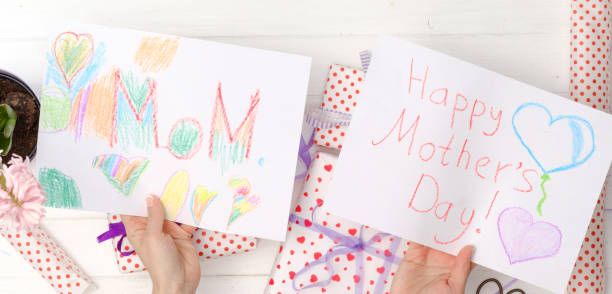 istock Lovely handmade childrens greetings for mother 1249782113