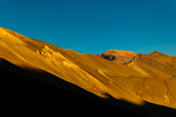 Arid landscape scene at aconcagua national park, mendoza province, argentina