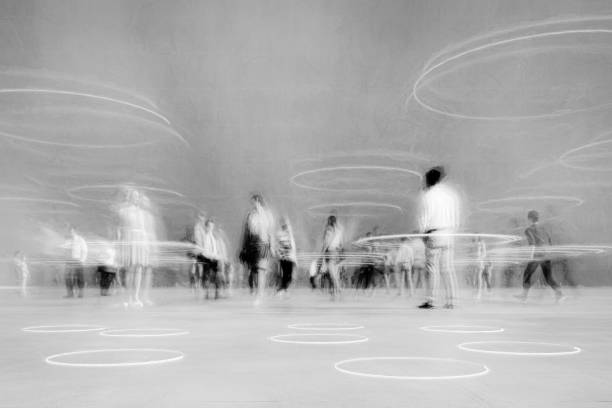 Groups of people on the street, 3D generated image.