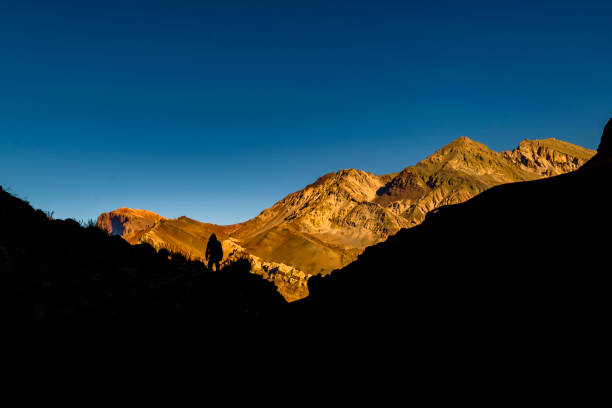 Arid landscape scene at aconcagua national park, mendoza province, argentina