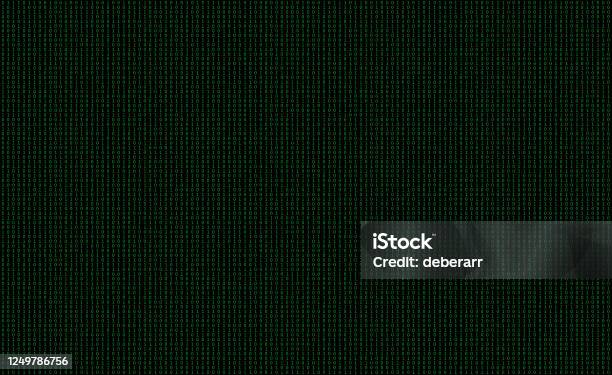 Random Pattern Of Green Binary Code With Ones And Zeros On A Black ...