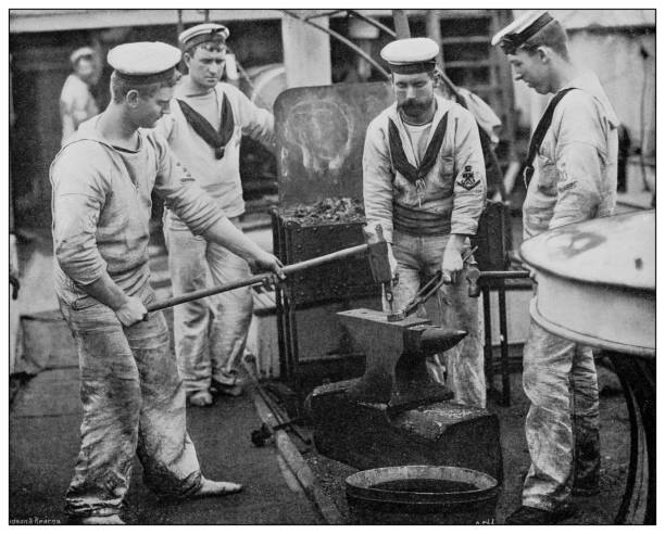 Antique photograph of British Navy and Army: Blacksmith on the 