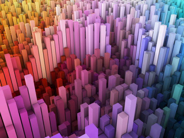 istock 3D abstract background with landscape of blocks 1249790481