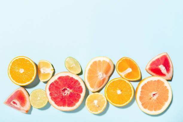 istock Border made of citrus fruits. 1249792073