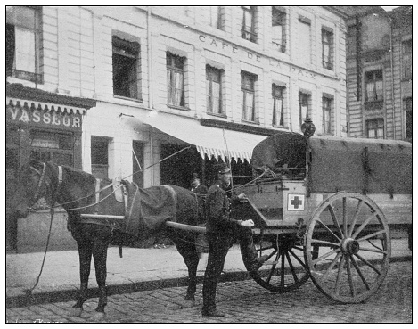 Antique photograph of British Navy and Army: Ambulance
