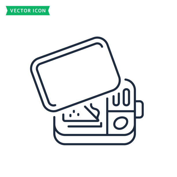 lunch-box-linie-symbol. vektorsymbol. - lunch box lunch sandwich green stock-grafiken, -clipart, -cartoons und -symbole