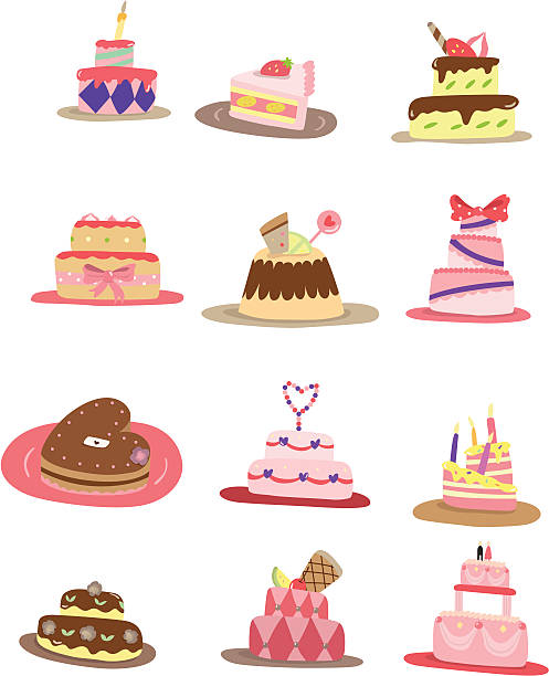 illustrazioni stock, clip art, cartoni animati e icone di tendenza di fumetto di torta icone - artificial set decoration candle