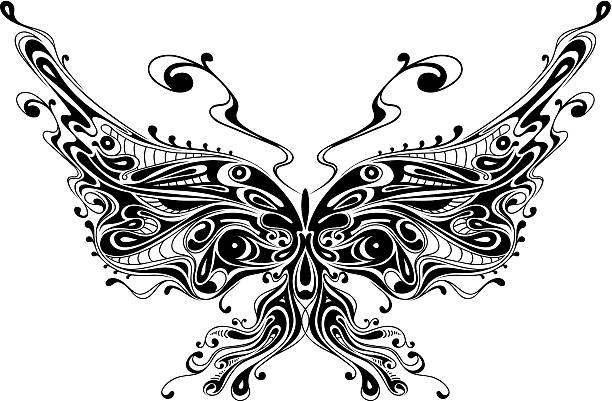black butterfly black butterfly isolated on white background butterfly tattoo stencil stock illustrations
