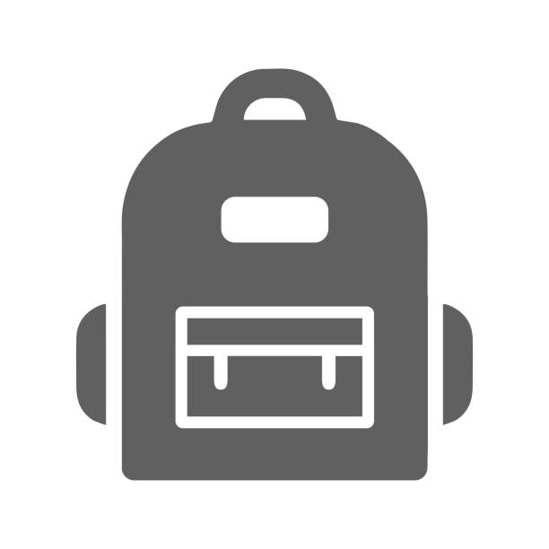 ilustrações de stock, clip art, desenhos animados e ícones de backpack, camping, education, travel bag gray icon - packing bag travel