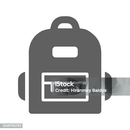 istock Backpack, camping, education, travel bag gray icon 1249795793