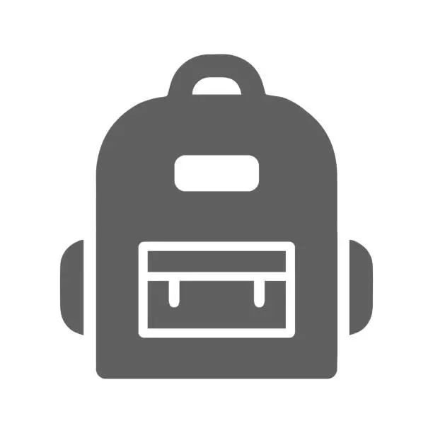 Vector illustration of Backpack, camping, education, travel bag gray icon