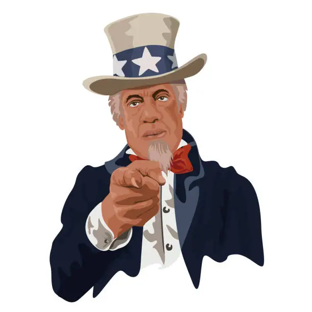 Vector illustration of Concept of inequality and racism in the United States with the symbol of Uncle Sam embodied by a black man.