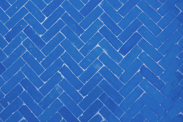 texture transparente de tuiles bleues de brique de hareng - seamless brick repetition pattern photos et images de collection