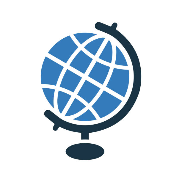 illustrazioni stock, clip art, cartoni animati e icone di tendenza di istruzione, geografia, icona del globo - globale
