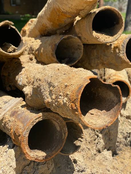 Lead Pipes Lead pipe removal in Flint, Michigan flint michigan stock pictures, royalty-free photos & images