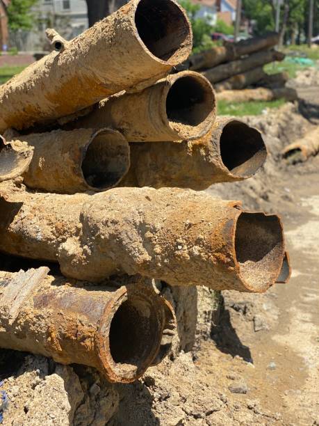 Lead Pipes Lead pipe removal in Flint, Michigan flint michigan stock pictures, royalty-free photos & images