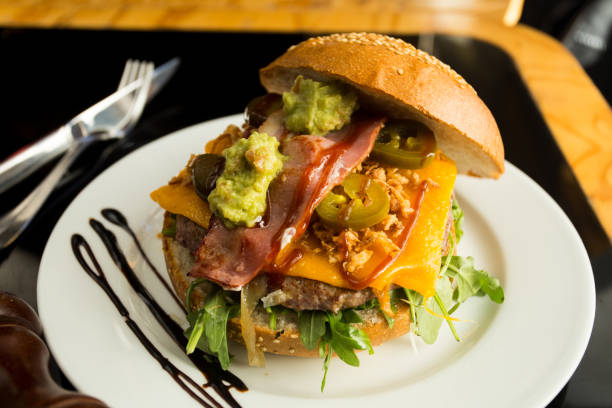 Gourmet burger with delicious toppings