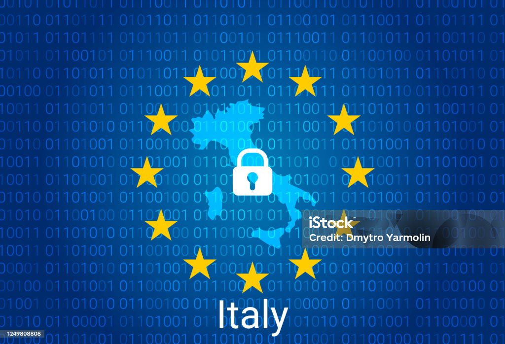 Italian Privacy Code Map Of Italy With Lock And Binary Code Background Europe Union Internet ...