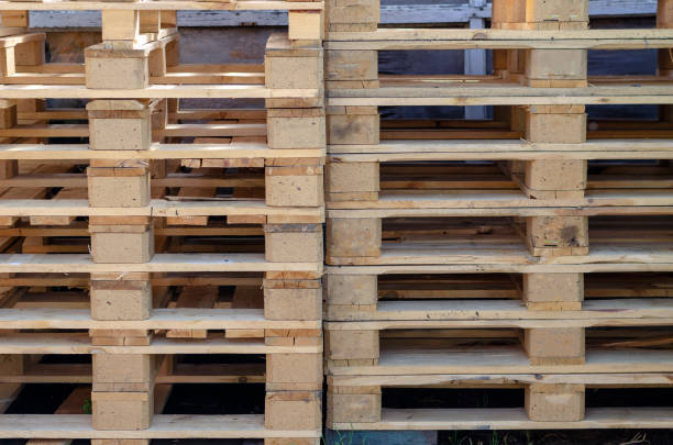 istock A stack of pallets for easy transportation and protection of various goods. 1249811527