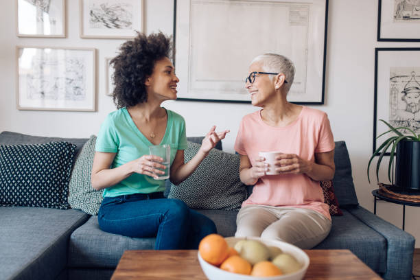 istock Young woman having a pleasant time at her neighbor's 1249813377