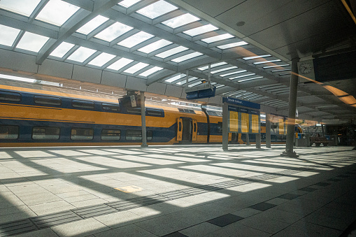 Rapperswil Train Station pictured at dusk