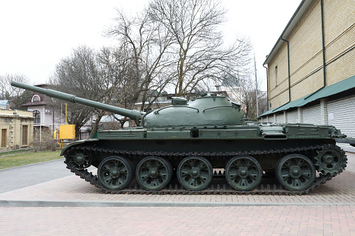 Verkhnyaya Pyshma, Russia - September 14, 2021: Soviet self-propelled 203mm heavy artillery 2S7 Pion in the UMMC Museum of Military and Automotive Equipment.