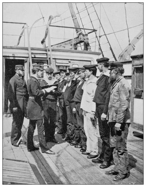 istock Antique photograph of British Navy and Army: Inspection 1249823222