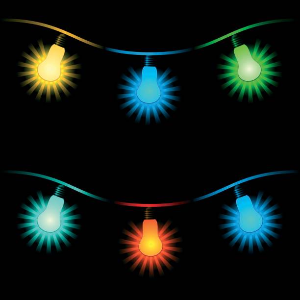 alte lampe garland nahtlose-tapete - backgrounds dark sunbeam saturated color stock-grafiken, -clipart, -cartoons und -symbole