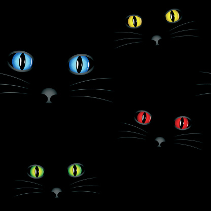 Cat Eyes Seamless Vector Wallpaper Stock Illustration - Download Image Now  - Domestic Cat, Dark, Glowing - iStock