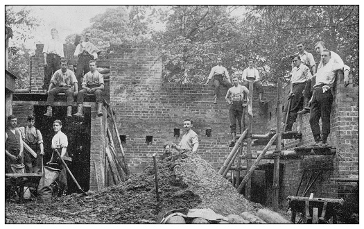 Antique photograph of British Navy and Army: Royal Military college, Builders