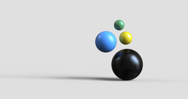 colorful glossy spheres flying cut out