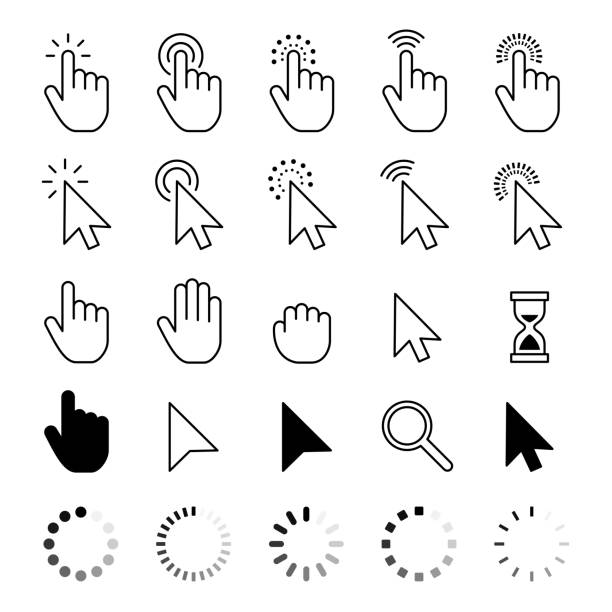 illustrations, cliparts, dessins animés et icônes de icônes du curseur de la souris - illustration de stock vectoriel - mains