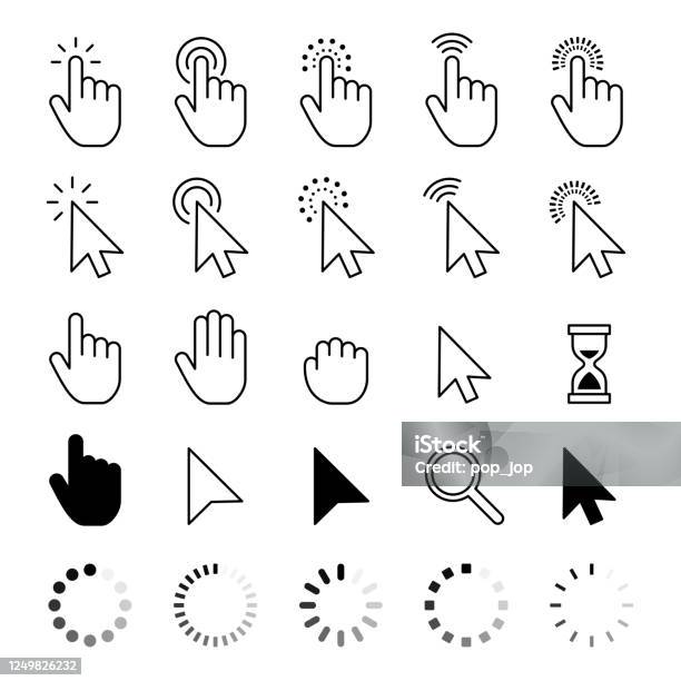 Mouse Cursor Icons Vector Stock Illustration Stock Illustration - Download Image Now - Icon Symbol, Computer Mouse, Cursor