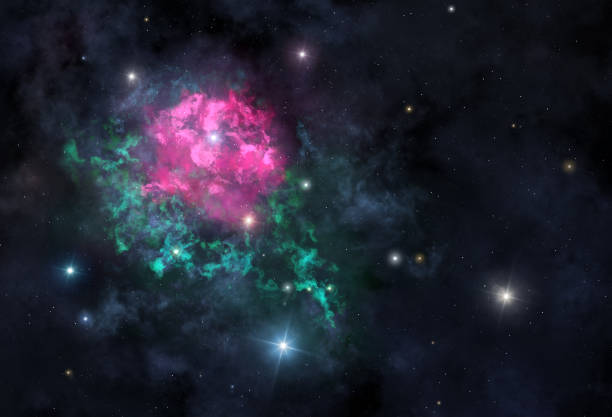 Rose flower cosmic nebula stock photo