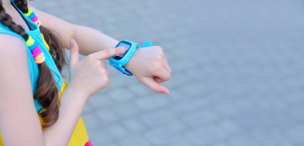 istock Girl using smart watcht.Safety concept.Copy space for text. Banner 1249826321