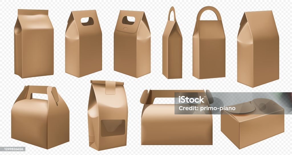 Craft Food Box Cardboard Lunch Box And Food Pack Stock Illustration -  Download Image Now - Box - Container, Food, Packaging - iStock