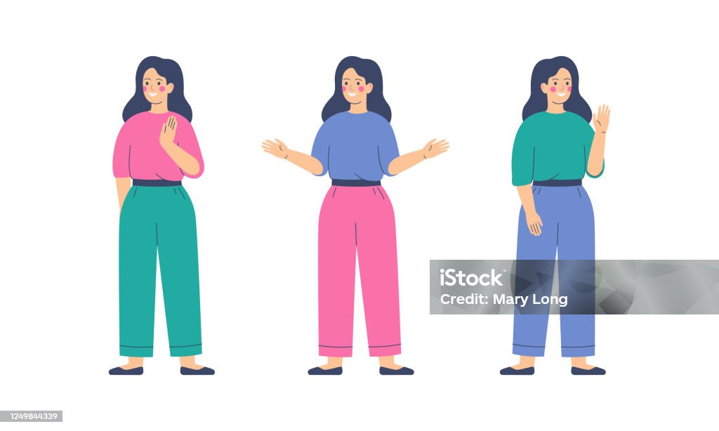 Ilustración de Chicas Amistosas Es Gesto De Saludo Joven Saludando La Mano Y Saludando O Despidiéndose y más Vectores Libres de Derechos de Partida - iStock Ilustración de Chicas Amistosas Es Gesto De Saludo Joven Saludando La Mano Y Saludando O Despidiéndose y más Vectores Libres de Derechos de Partida - iStock