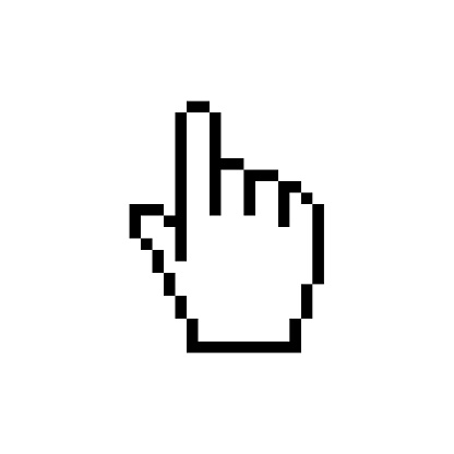 Pixel Cursor icon - Hand. Mouse click. Vector stock illustration