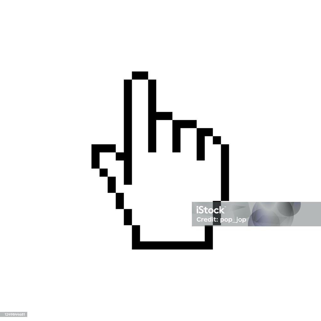 Pixel Cursor icon - Hand. Mouse click. Vector stock illustration Cursor stock vector